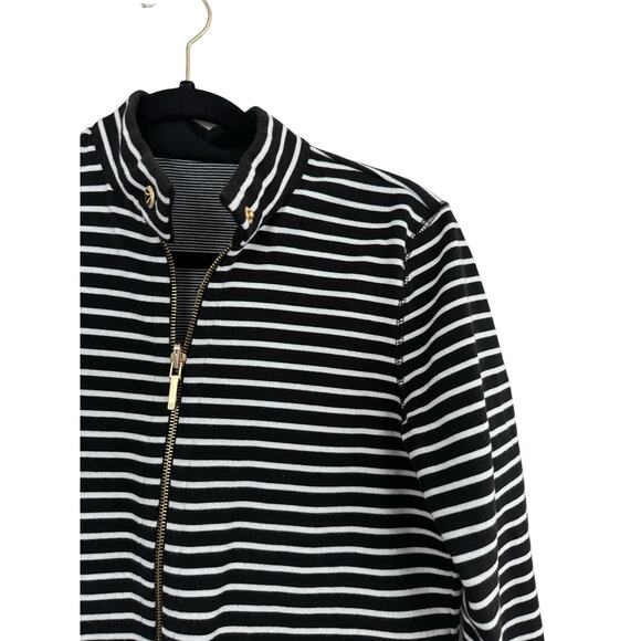 Lauren Ralph Lauren Moto Jacket Women’s Small  Striped Jersey Black and White - Picture 3 of 6